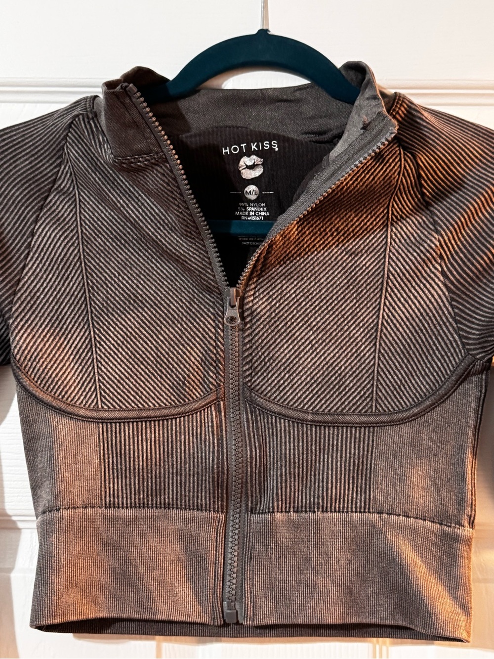 Hot Kiss Men's Dark Gray Zip-Up Ribbed Sweater Jacket
